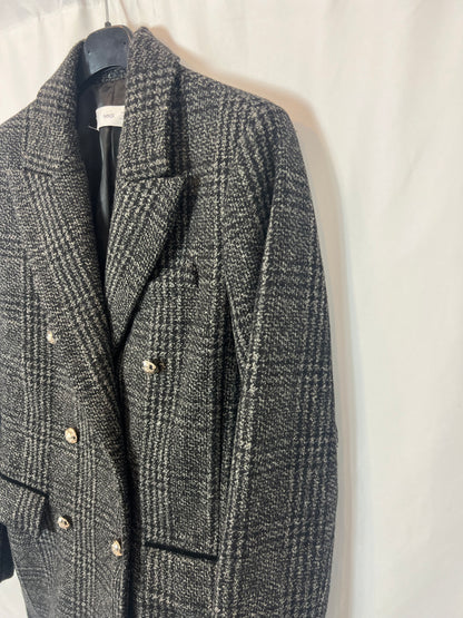 MANGO. Abrigo doble botonadura grises. T S