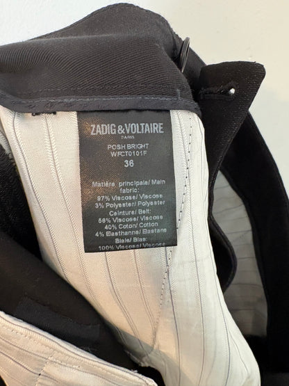 ZADIG&VOLTAIRE. Pantalón negro pizas abotonado 38