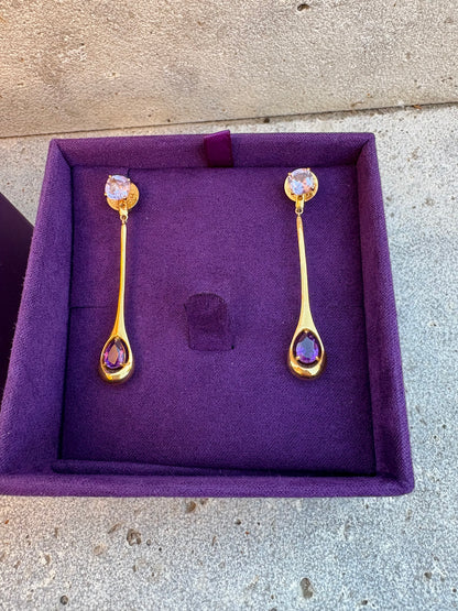 ARISTOCRAZY. Pendientes amatistas rosas