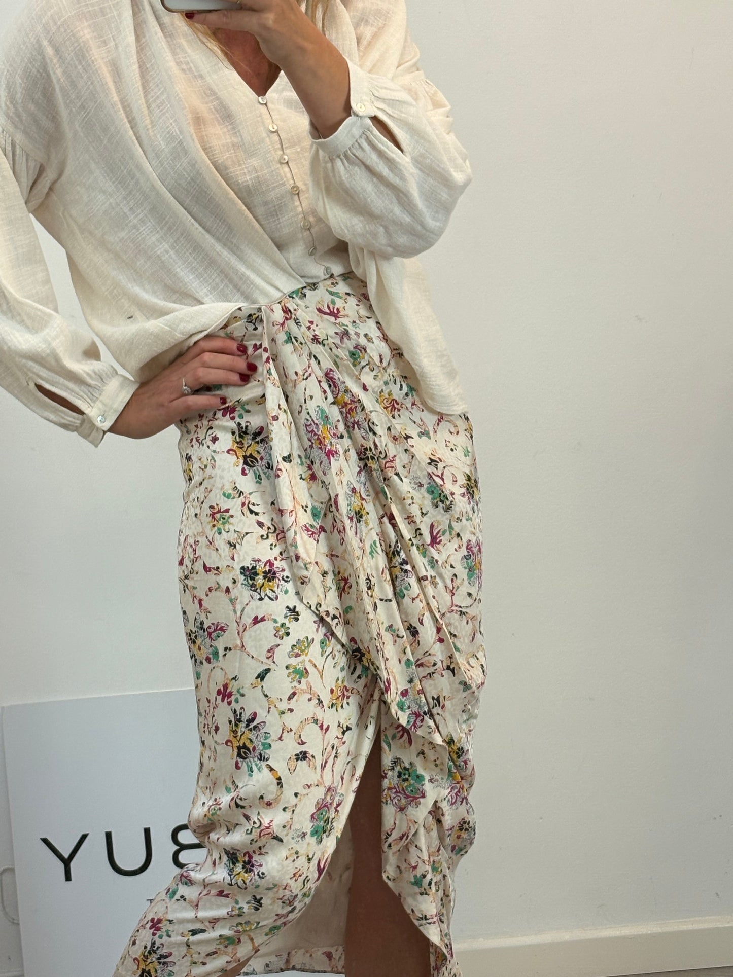 ISABEL MARANT ÉTOILE. Falda larga estampada fruncido