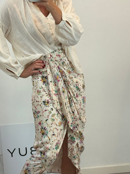 ISABEL MARANT ÉTOILE. Falda larga estampada fruncido