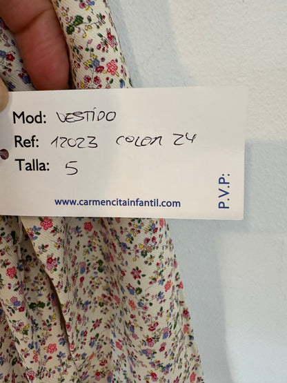 CARMENCITA. Vestido flores detalle bordado. T 5 años