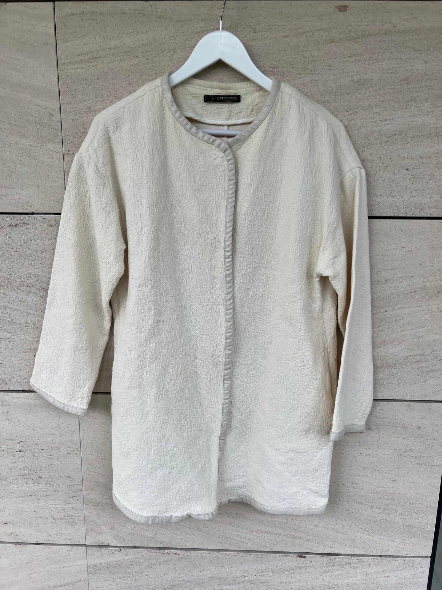 WHITE. White textured Tm jacket