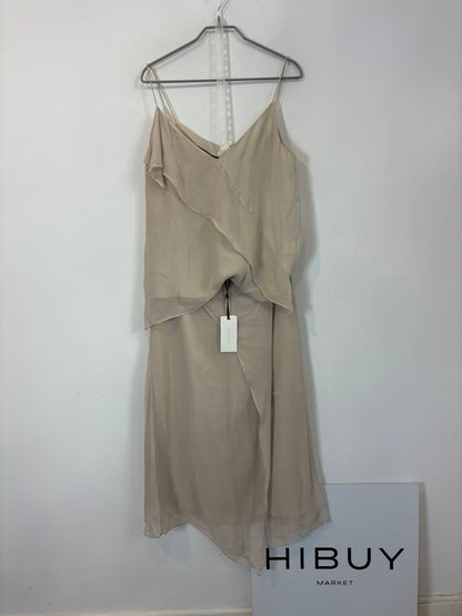 INTROPIA. Conjunto top y falda beige texturas