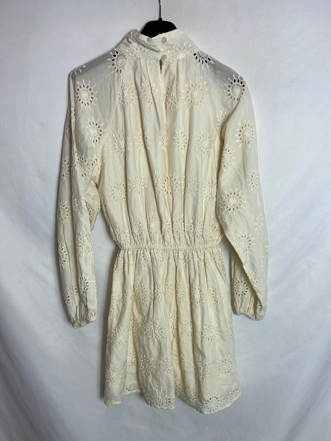 MANGO. Beige die-cut dress S.xs