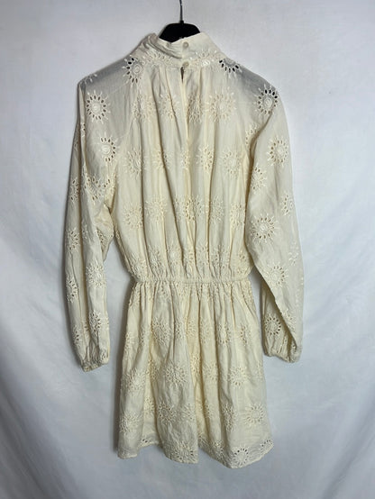 MANGO. Beige die-cut dress S.xs