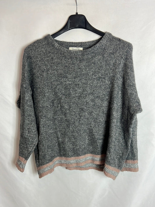 WHITE&amp;ONE. Gray sweater with detail. YOU (S)