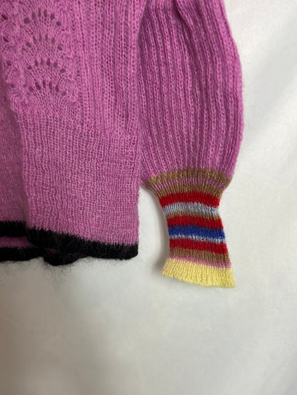 BECK SUNDERGAARD. Jersey morado detalle puños y cuello. T S