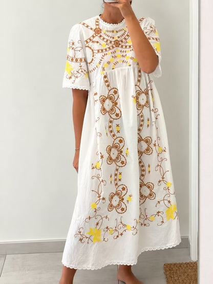SOPHIE+LUCIE. Vestido largo blanco bordados