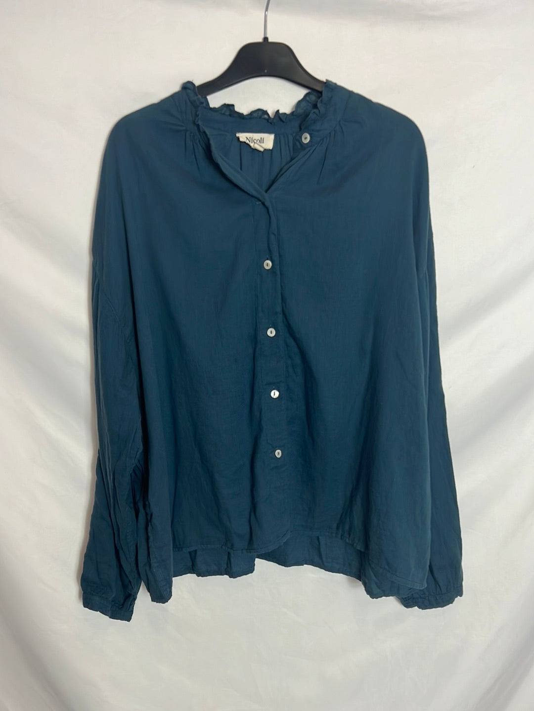 NICOLI. Blusa azul fluida. T M