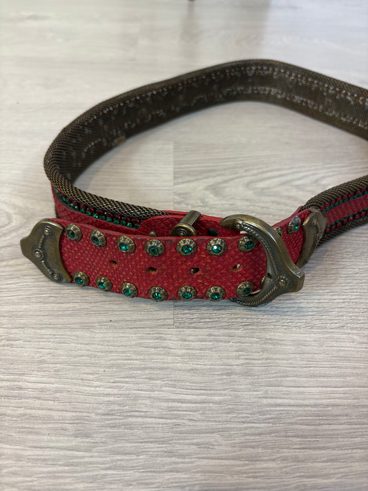 NANNI Milano. Cinturón piel abalorios vintage. T 85