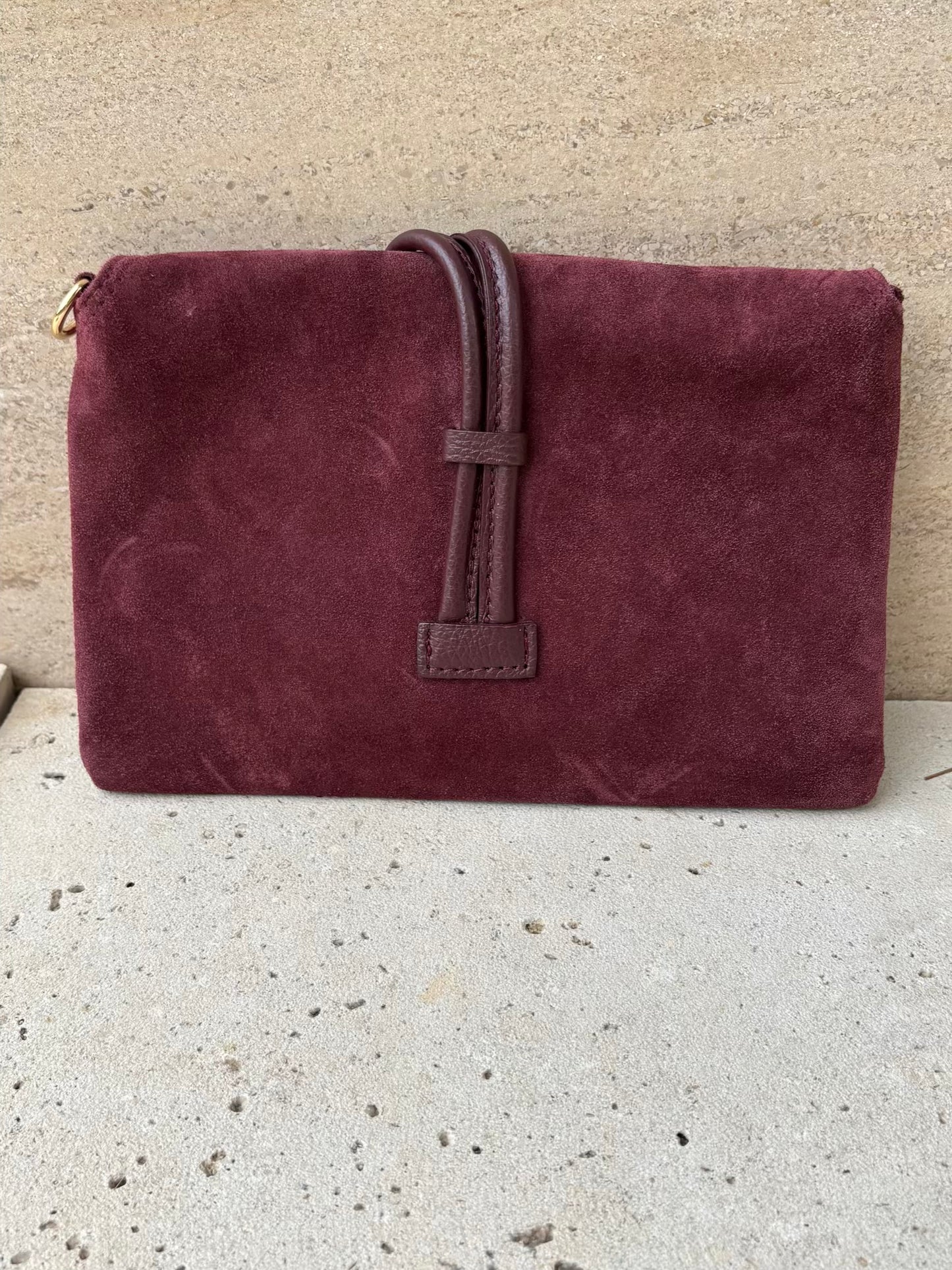 Cartera de mano piel burdeos