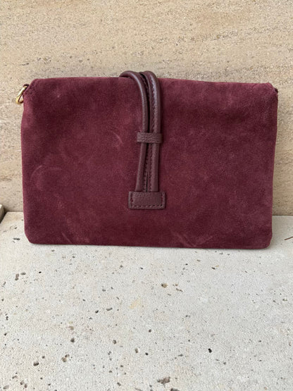 Cartera de mano piel burdeos