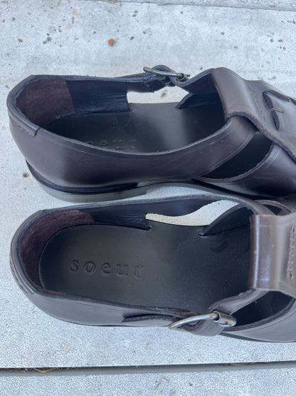 SOEUR. Brown leather sandal. Size 38