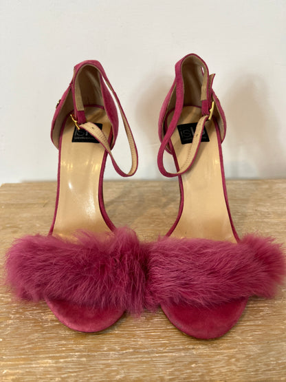 ISLAND. Pink fur sandal. T 37