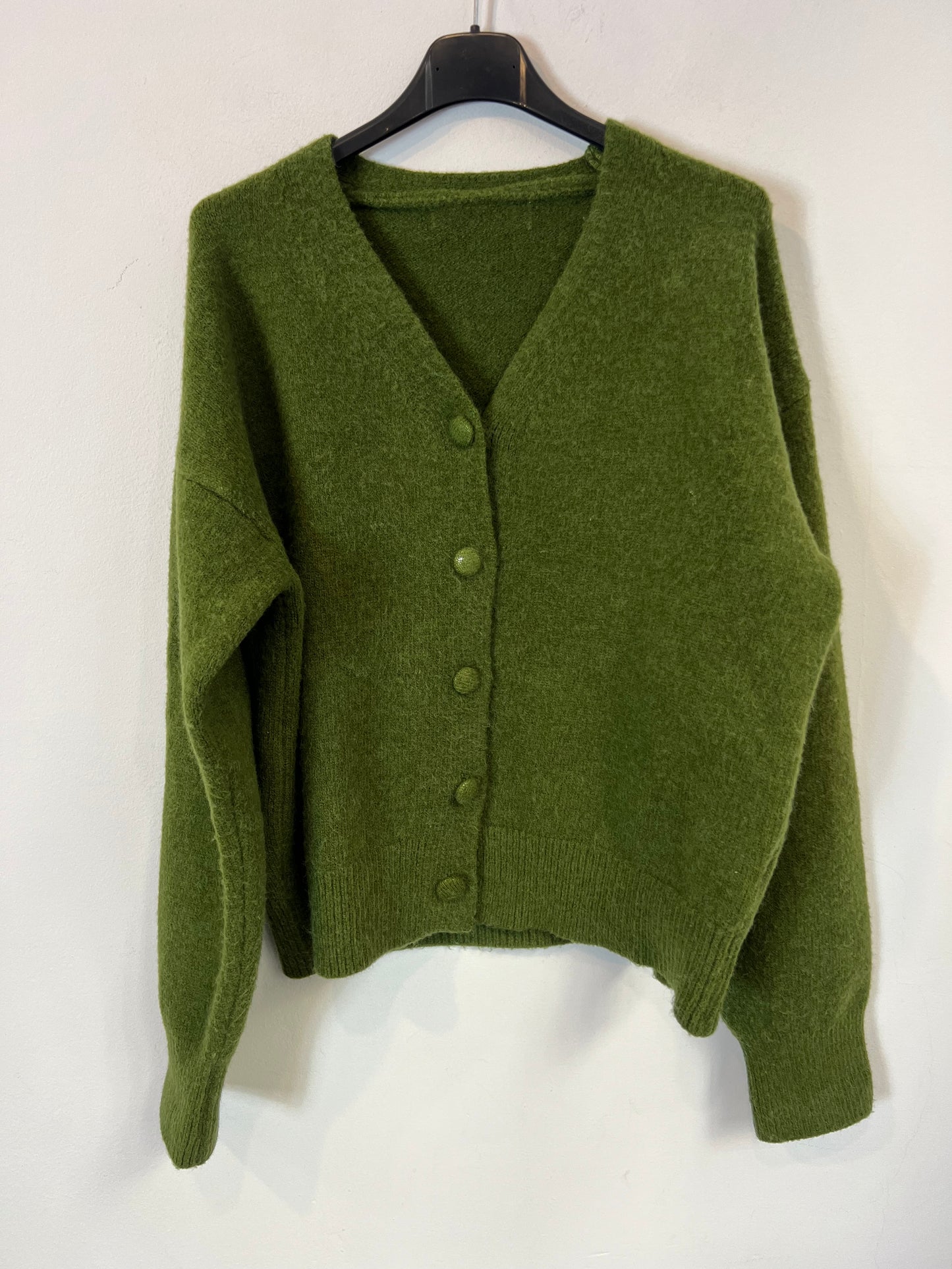 OTRAS. Cárdigan verde botones forrados. T S/M