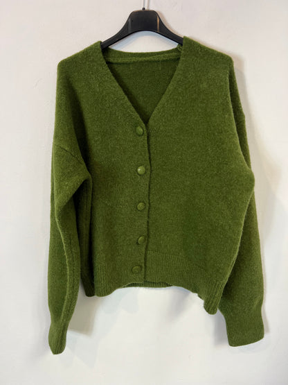 OTRAS. Cárdigan verde botones forrados. T S/M