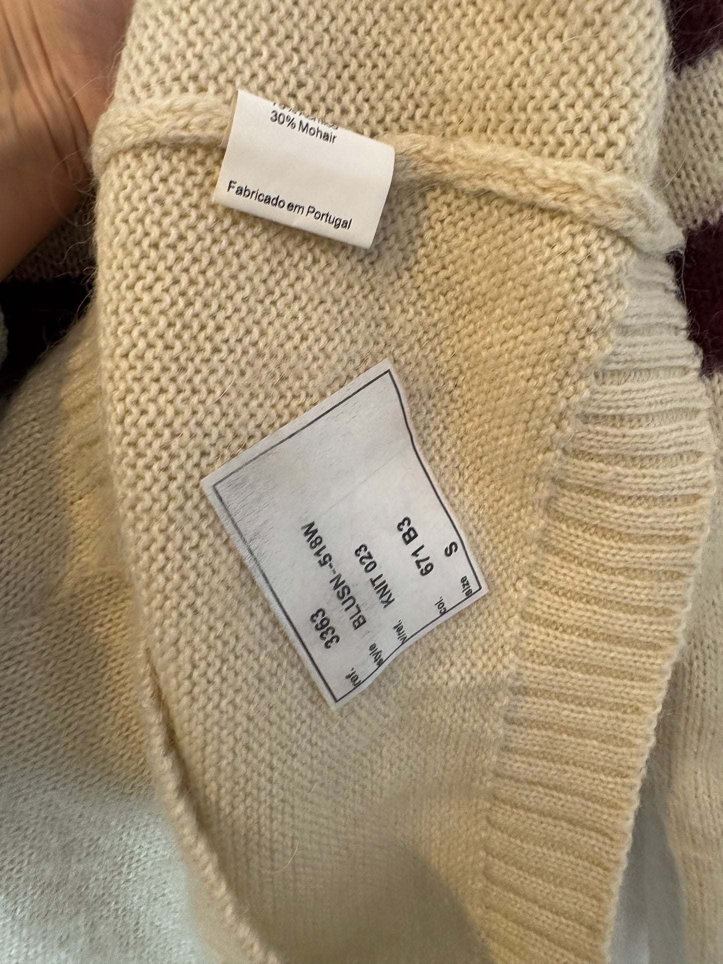 OTRAS. Jersey mohair raya burdeos