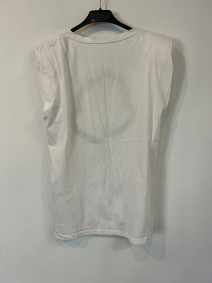 MONCLER. Camiseta blanca hombreras T.m