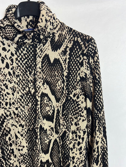 ZARA. Vestido midi animal print. T M