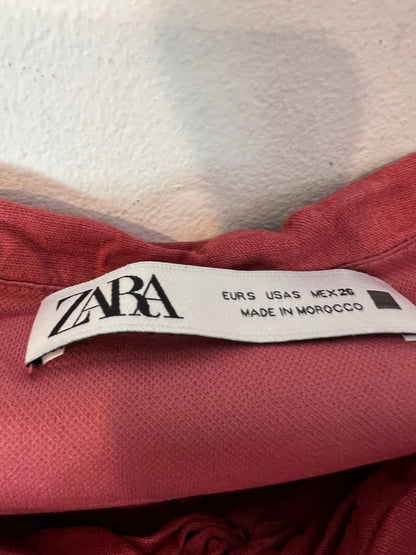 ZARA. Croptop rosa fruncido lino  T.s