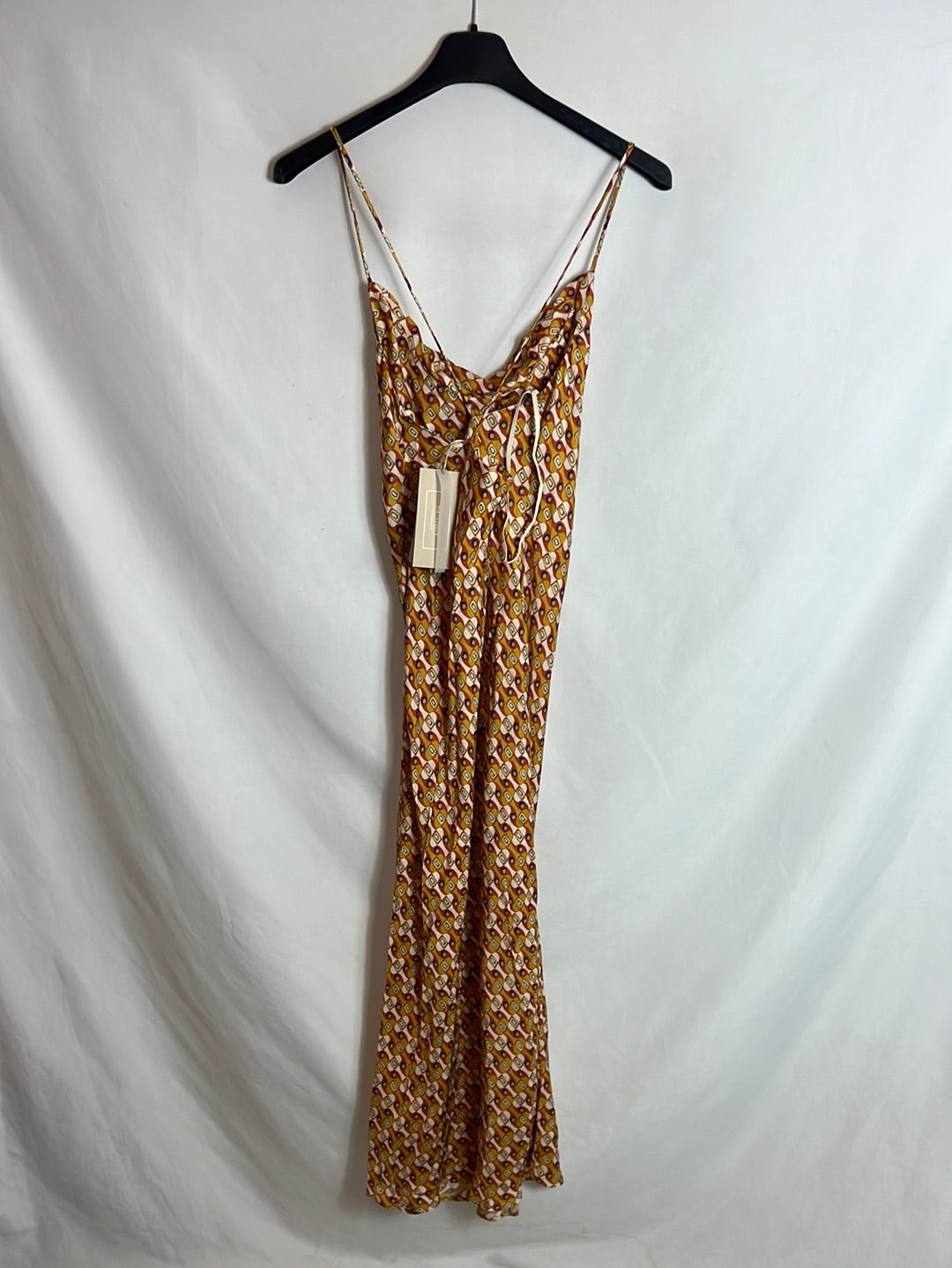 HIP+HAPPEN. Flowy midi dress with retro print. Size XS