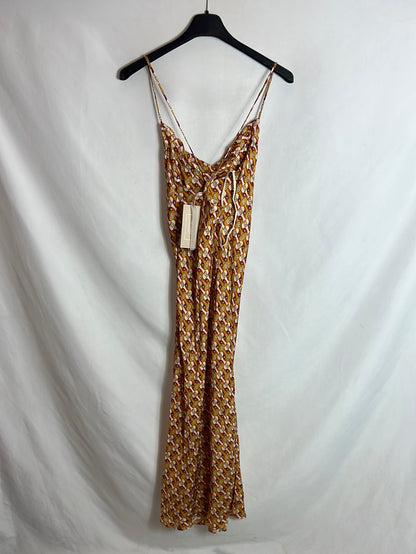 HIP+HAPPEN. Flowy midi dress with retro print. Size XS