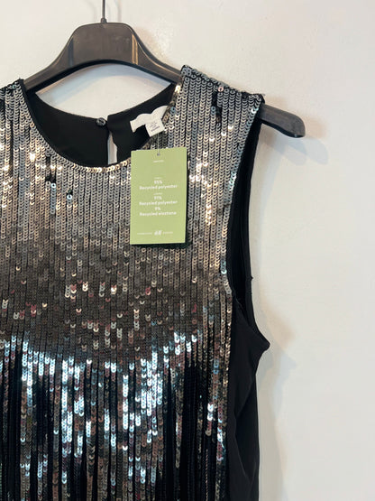 H&M. Top lentejuelas flecos T.s