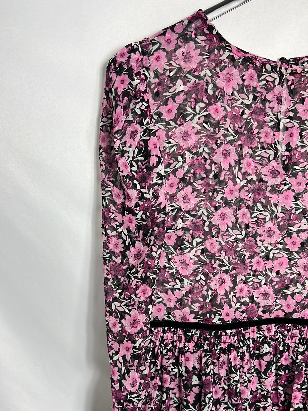 ZARA. Vestido flores midi detalles terciopelo . T S