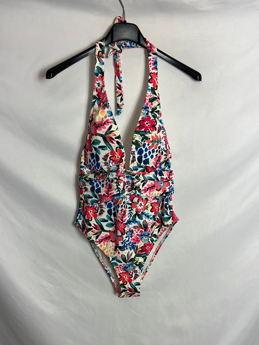PRIMARK. Bañador flores atado al cuello. T 38
