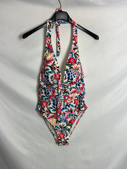 PRIMARK. Bañador flores atado al cuello. T 38
