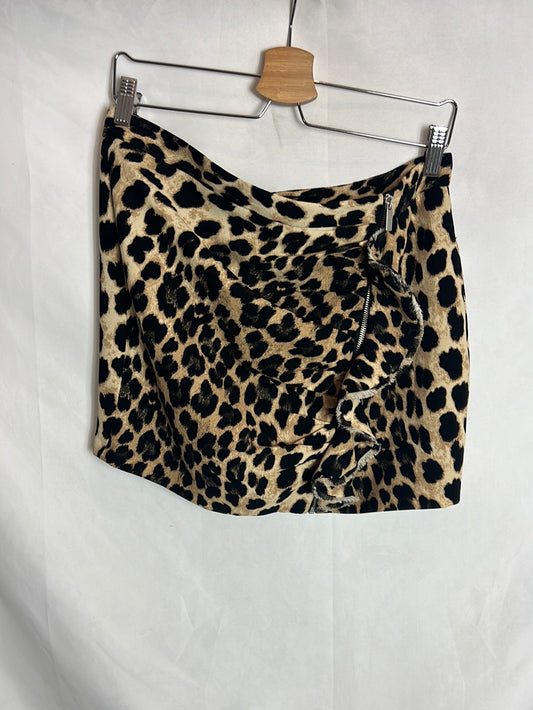ZARA. Falda animal print cremallera . TL