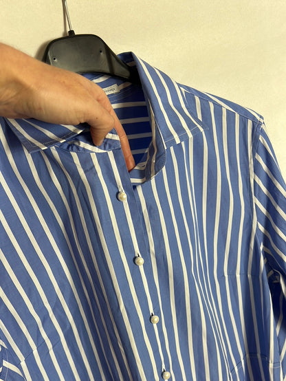 Vestido azul rayas asimétrico