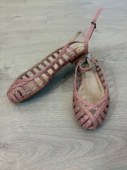 CORINA. Sandalia plana rosa purpurina. T 40