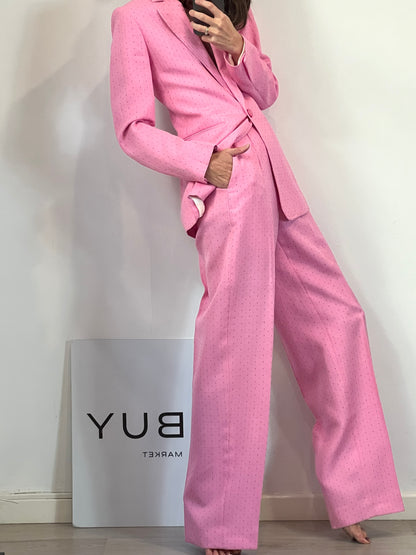 SANDRO. Traje de chaqueta rosa rayas T.36/38