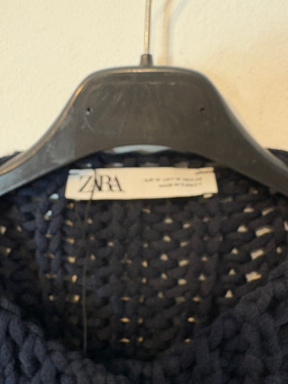 ZARA. Chaqueta punto grueso azul