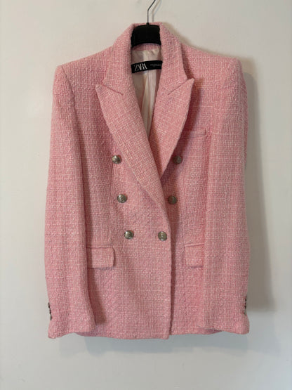 ZARA. Blazer tweed rosa. T XS