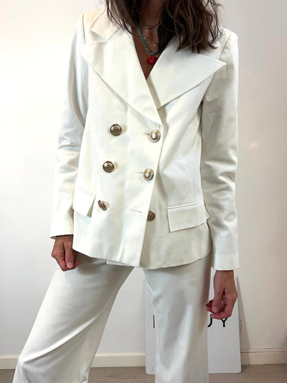 GEORGES RECH. Conjunto pantalón y blazer blanca cruzada