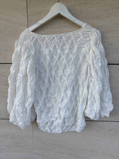 UTERQÚE. Top blanco con textura. T L