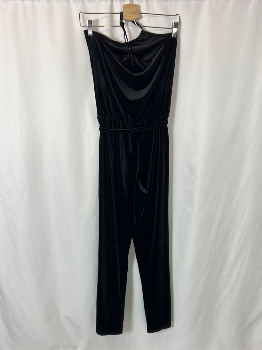 BROWNIE. Long black velvet jumpsuit. XS/S
