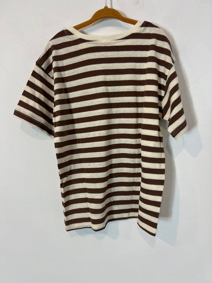 ZARA. Camiseta rayas beiges y marrones. T 6 años
