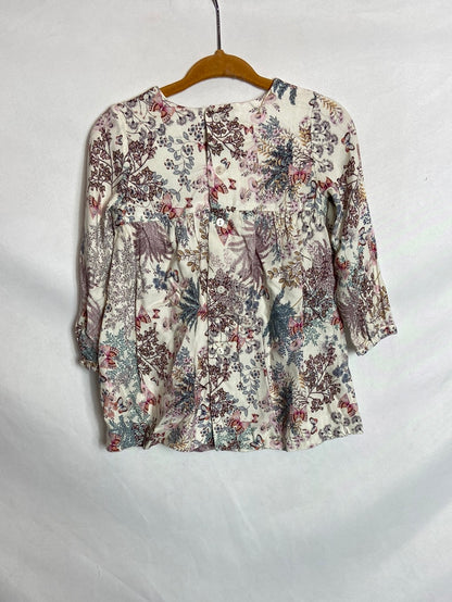 ZARA. Long-sleeved printed dress. Size 9-12 months