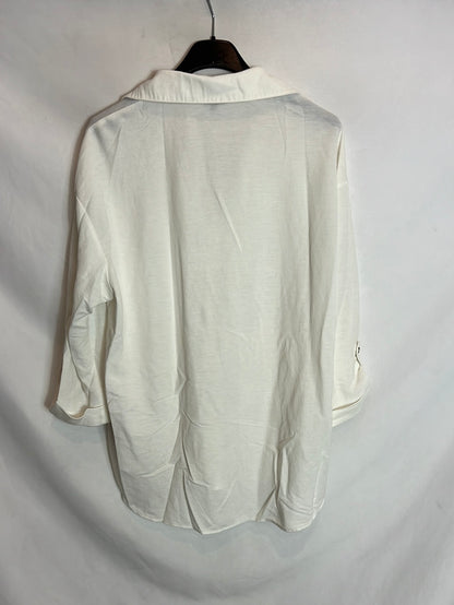 MASSIMO DUTTI. Off-white textured overshirt. TS