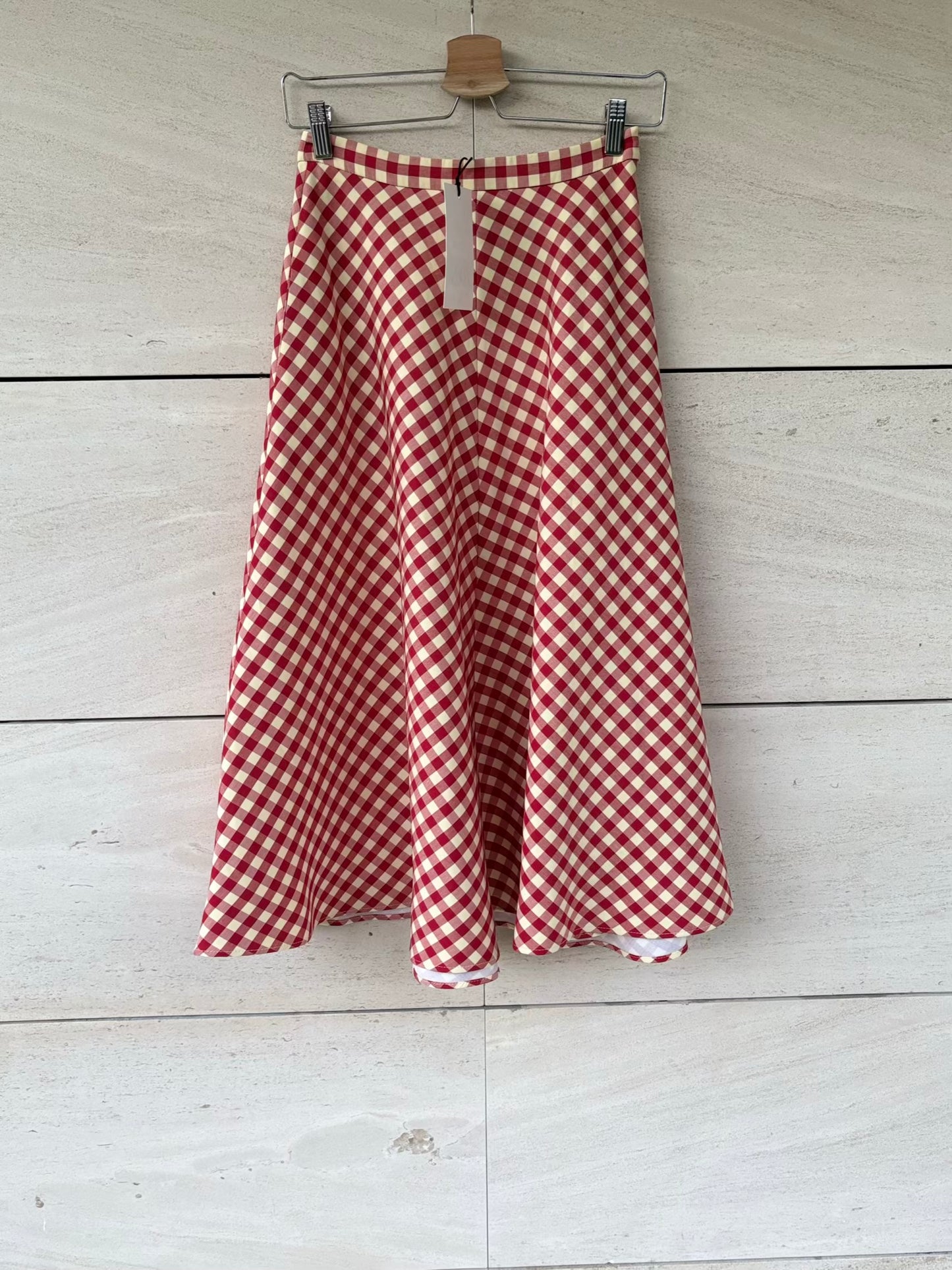 ZARA. Falda midi cuadros vuelo