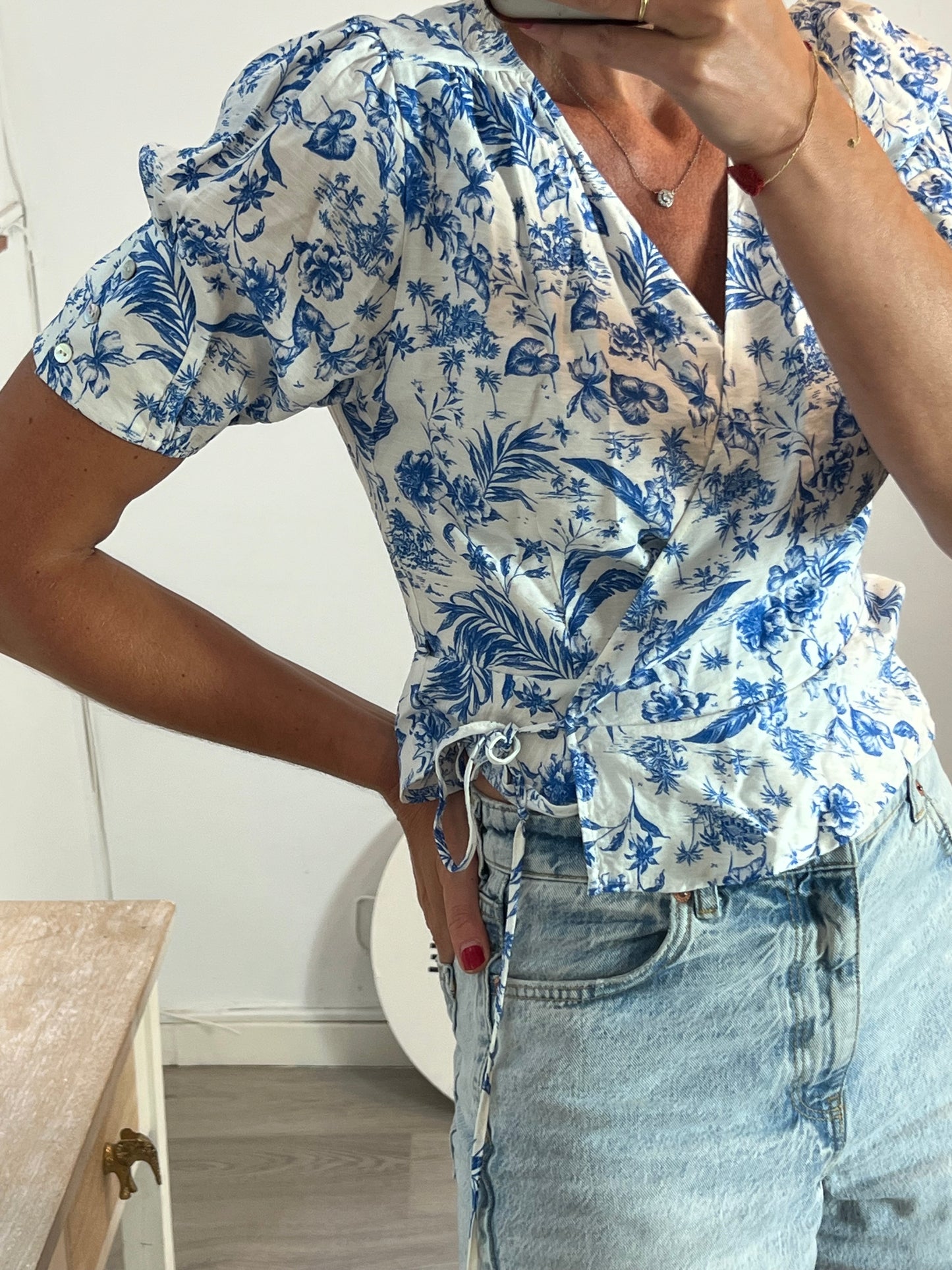 MANGO. Top cruzado flores T.m