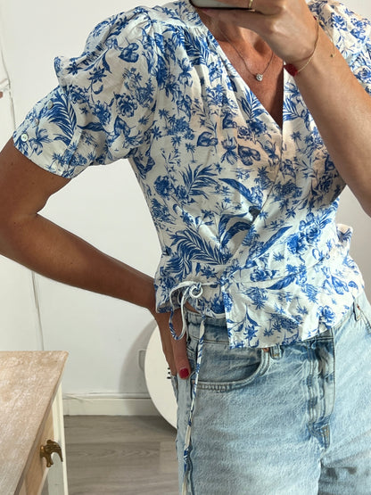 MANGO. Top cruzado flores T.m