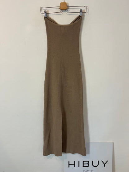 DISSH. Vestido canalé beige