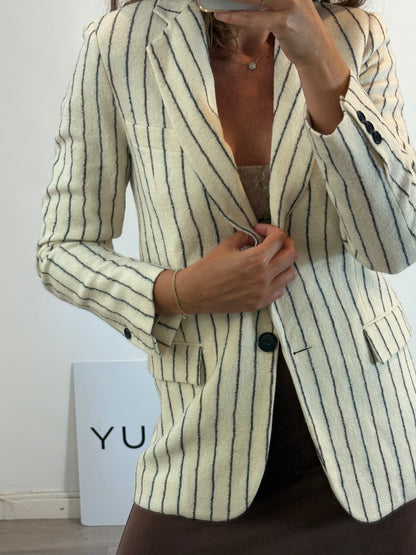 ISABEL MARANT.Blazer lana y Lino rayas. T 36