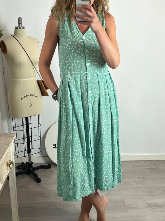 SAMSOE SAMSOE. Vestido mido verde flores T.s