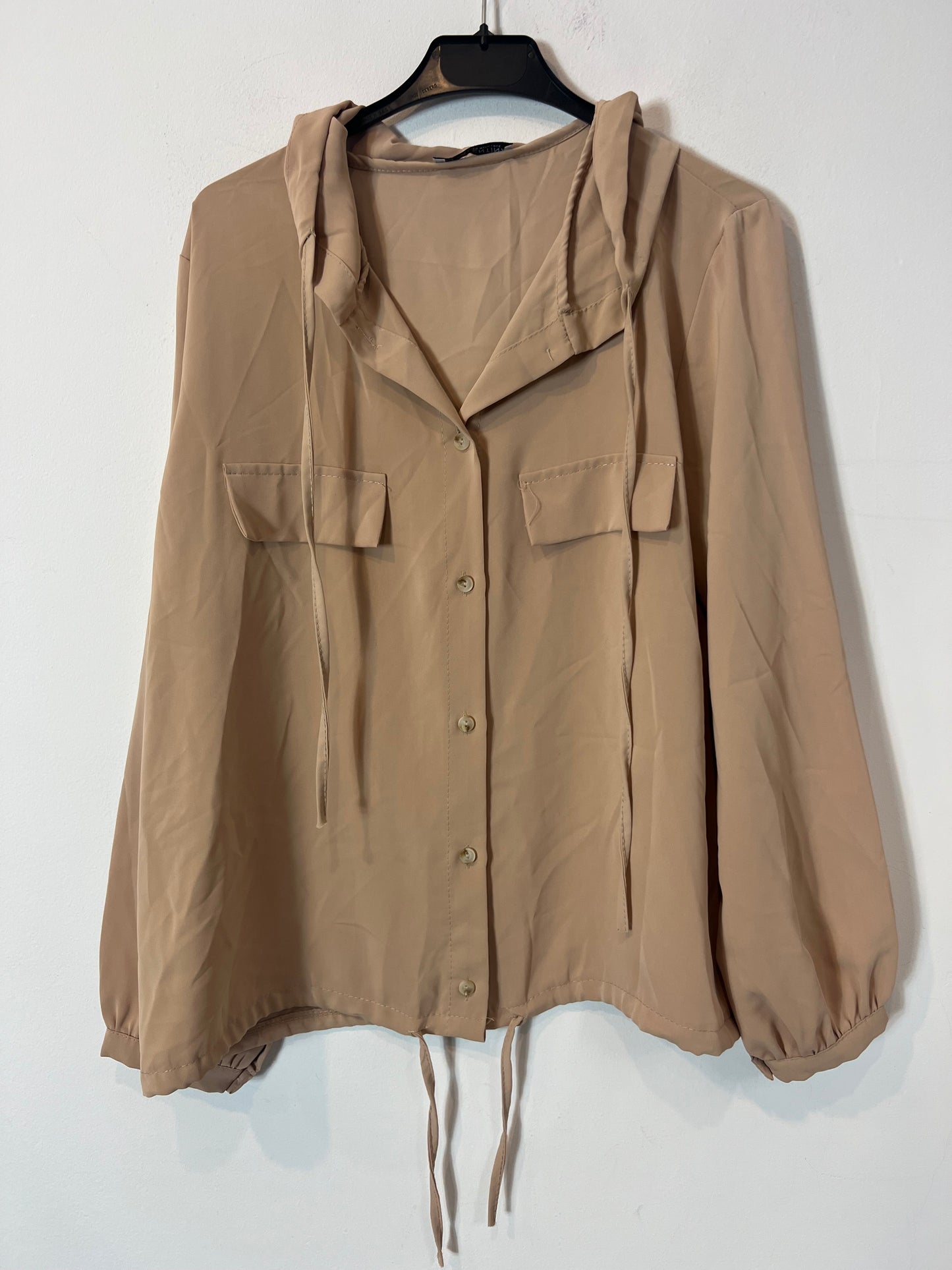 VALENTINA. Beige hooded blouse/overshirt Tm
